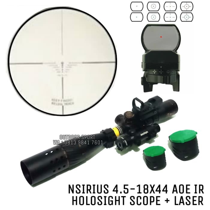 Telescope Nsirius 4.5-18x44 AOE IR With Holosight Red Dot + Laser Scope Rifle Scope Hunting