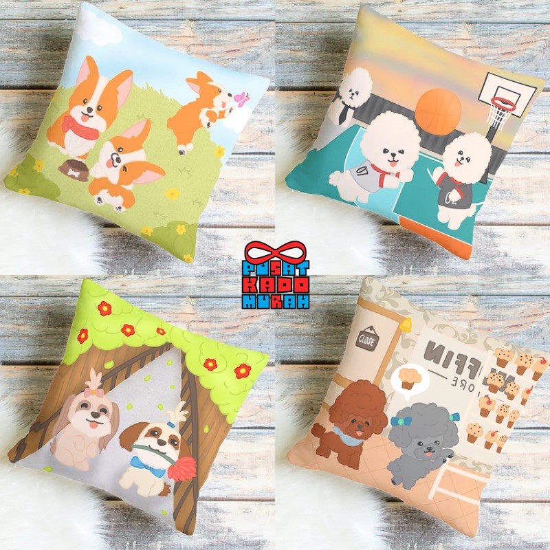 Bantal Sofa Cute Puppy Doggy Dog Anjing 40x40cm - Pusat Kado Murah