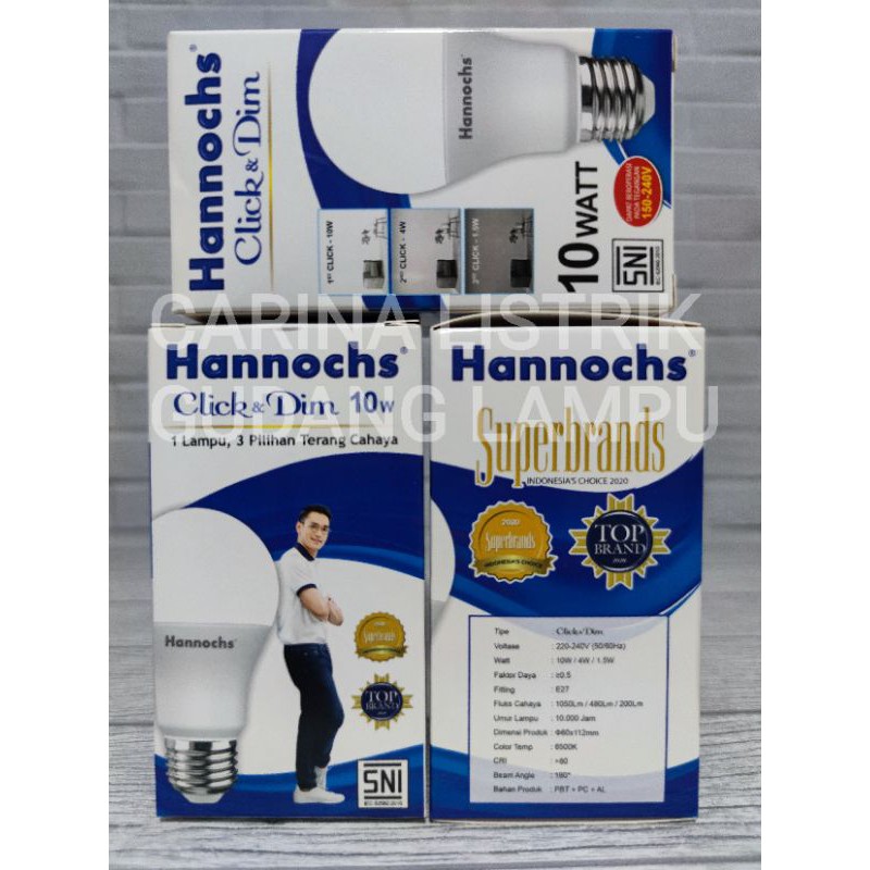 LAMPU LED HANNOCHS click & dim 10W 10 WATT klik and dimmer
