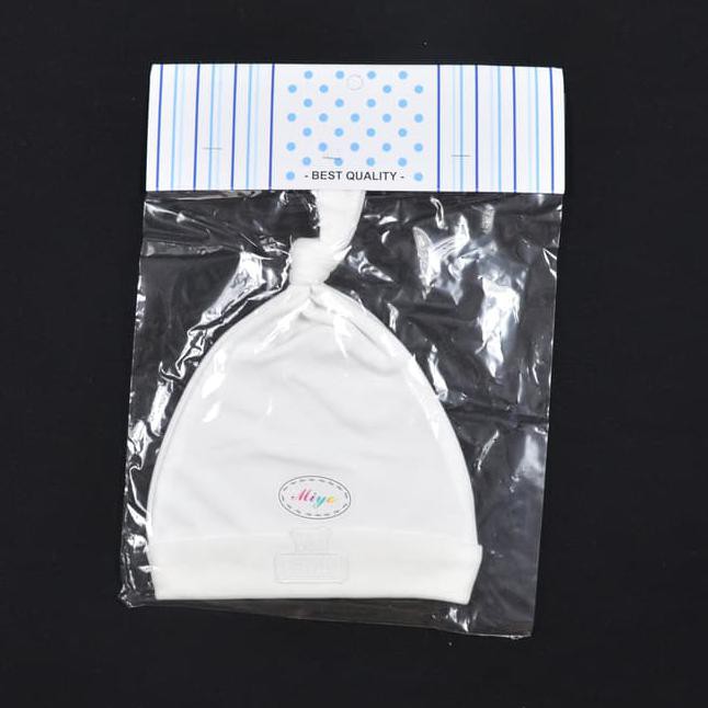 MIYO Topi Tali Bayi/Baby Putih Newborn (0-3M)