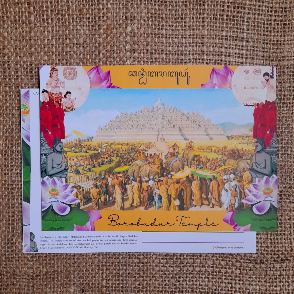 

Kartu Pos / Postcard / Postcrossing Indonesia - Kolase Ilustrasi Candi Borobudur