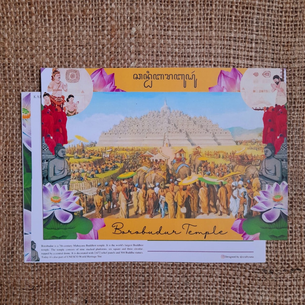 

Kartu Pos / Postcard / Postcrossing Indonesia - Kolase Ilustrasi Candi Borobudur