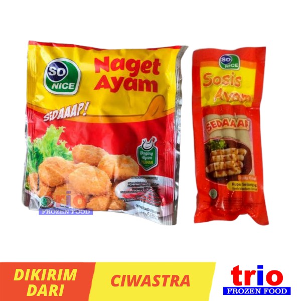 Paket Hemat So Nice Nugget Ayam 250gr + Sosis Ayam 75gr Isi 3pcs / Salam Nugget