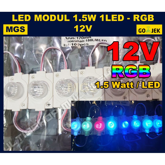 100Pcs LED Modul 1.5W 1 LED 12V - RGB