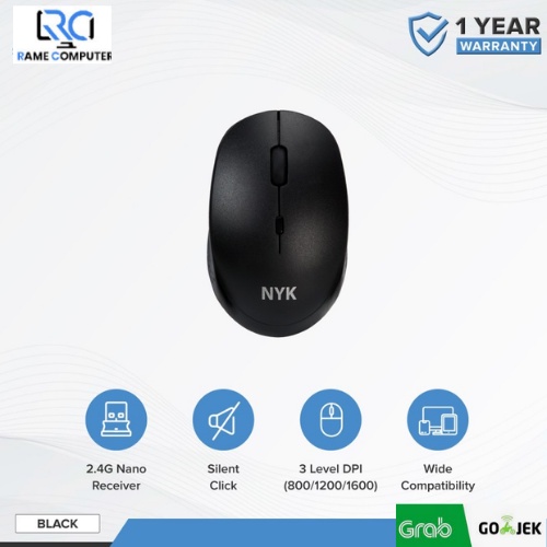 Mouse Wirelless NYK 2.4Ghz C10 Colors - BLACK