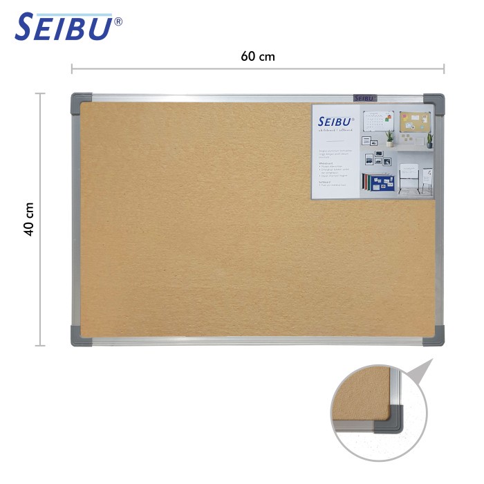 

Softboard Cork Pin Board / Papan Mading Gantung Seibu 40 x 60 cm promo