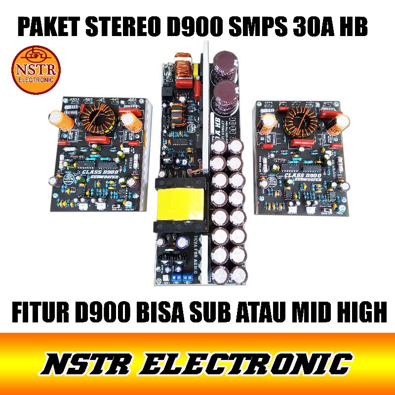 Paket sterio D900 dan smps 30a hb anti konslet