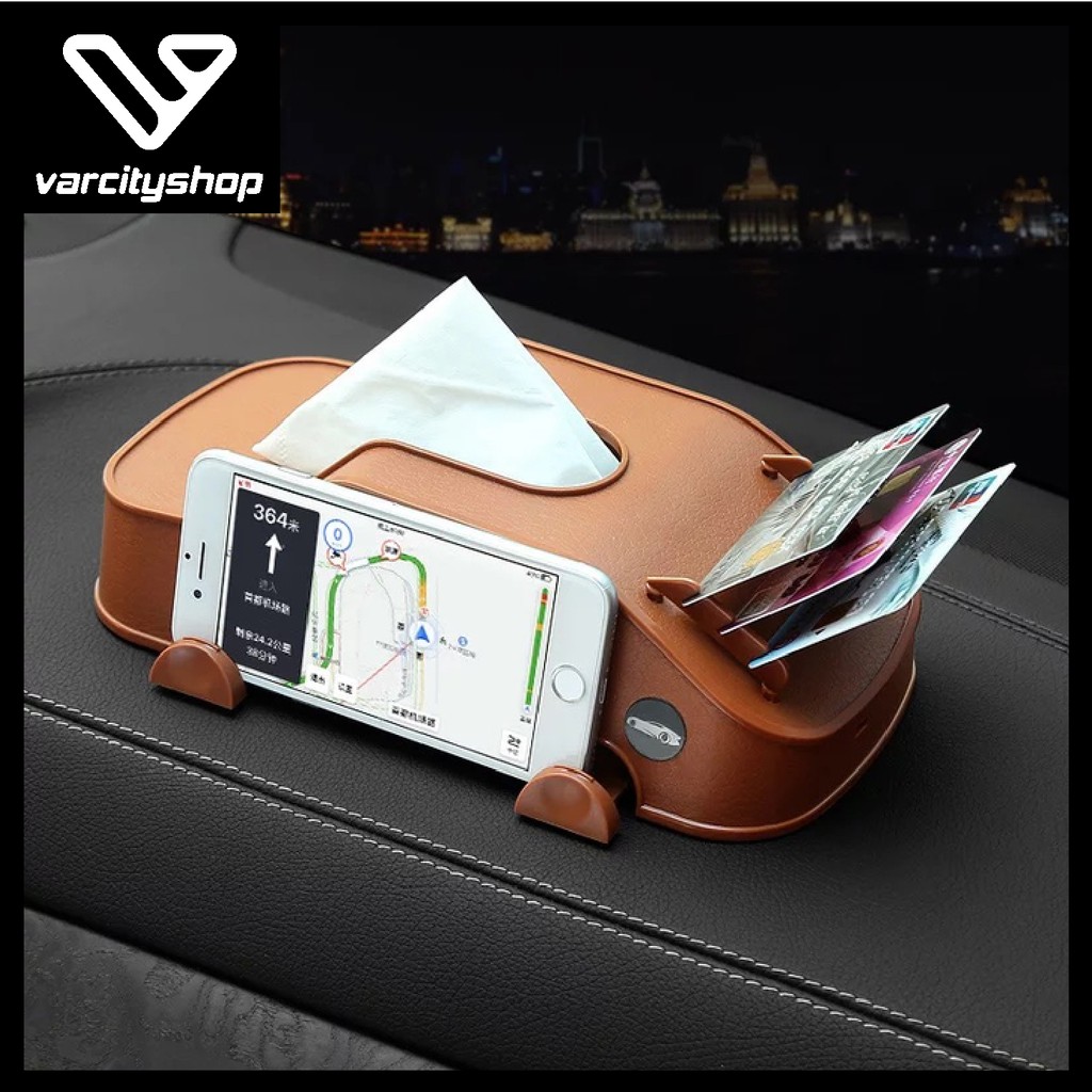 VSA199 Tempat Tisu Mobil 3in1 Kartu HP Kotak Tissue Car