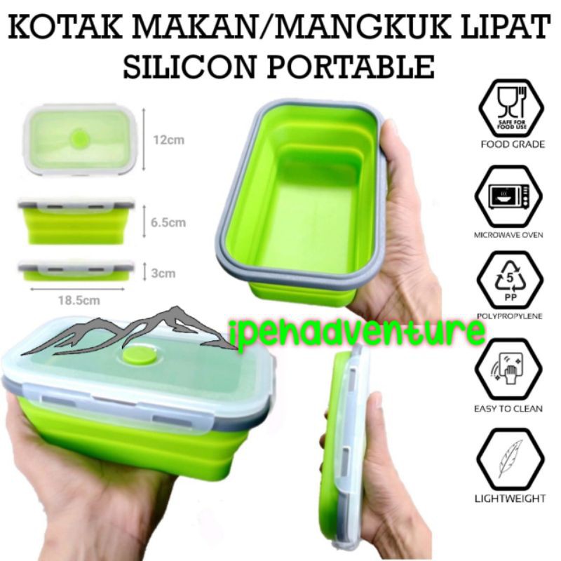 mangkuk kotak makan lipat portable