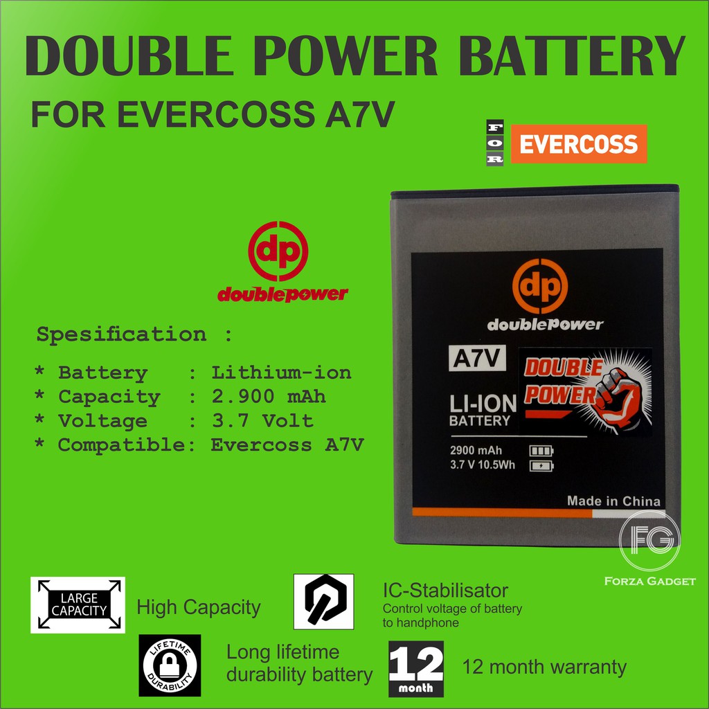 BATTERY DOUBLE POWER EVERCOSS A7V 2900mAh