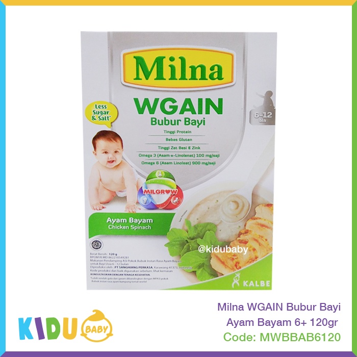 Milna WGAIN Bubur Bayi 120gr Makanan MPASI si Kecil Makanan Bayi Bubur Anak  Kidu Baby