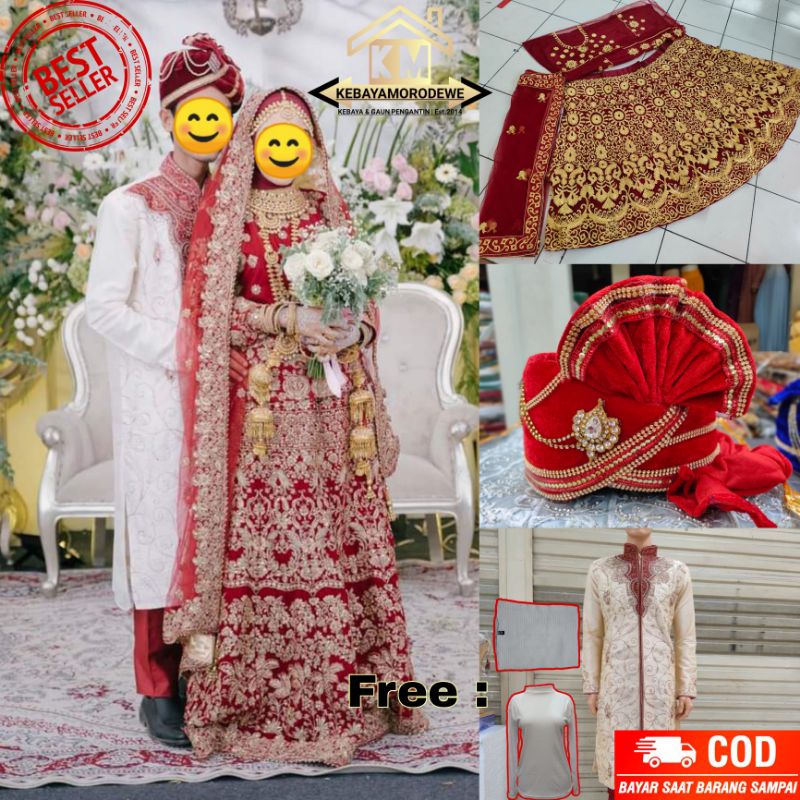 GAUN PENGANTIN INDIA / LEHENGA BRIDAL BAJU PENGANTIN INDIA SEPASANG CEWEK COWOK