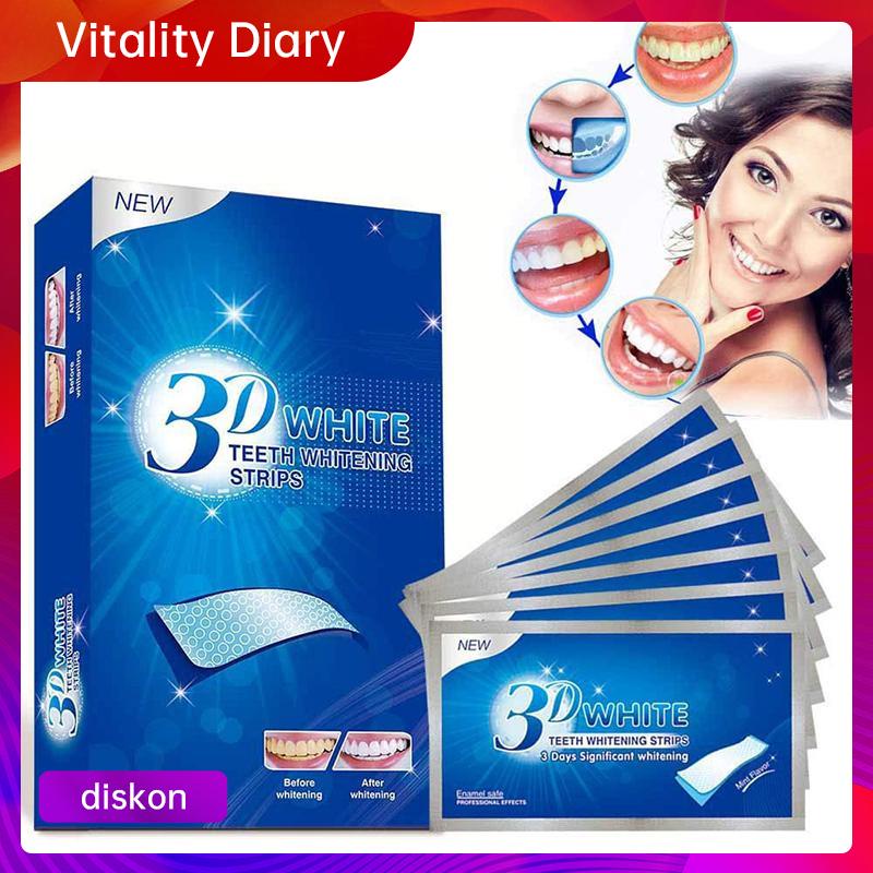 【COD❤️】1 pasang 2 buah stiker pemutih gigi 3D putih yang mempesona VDY
