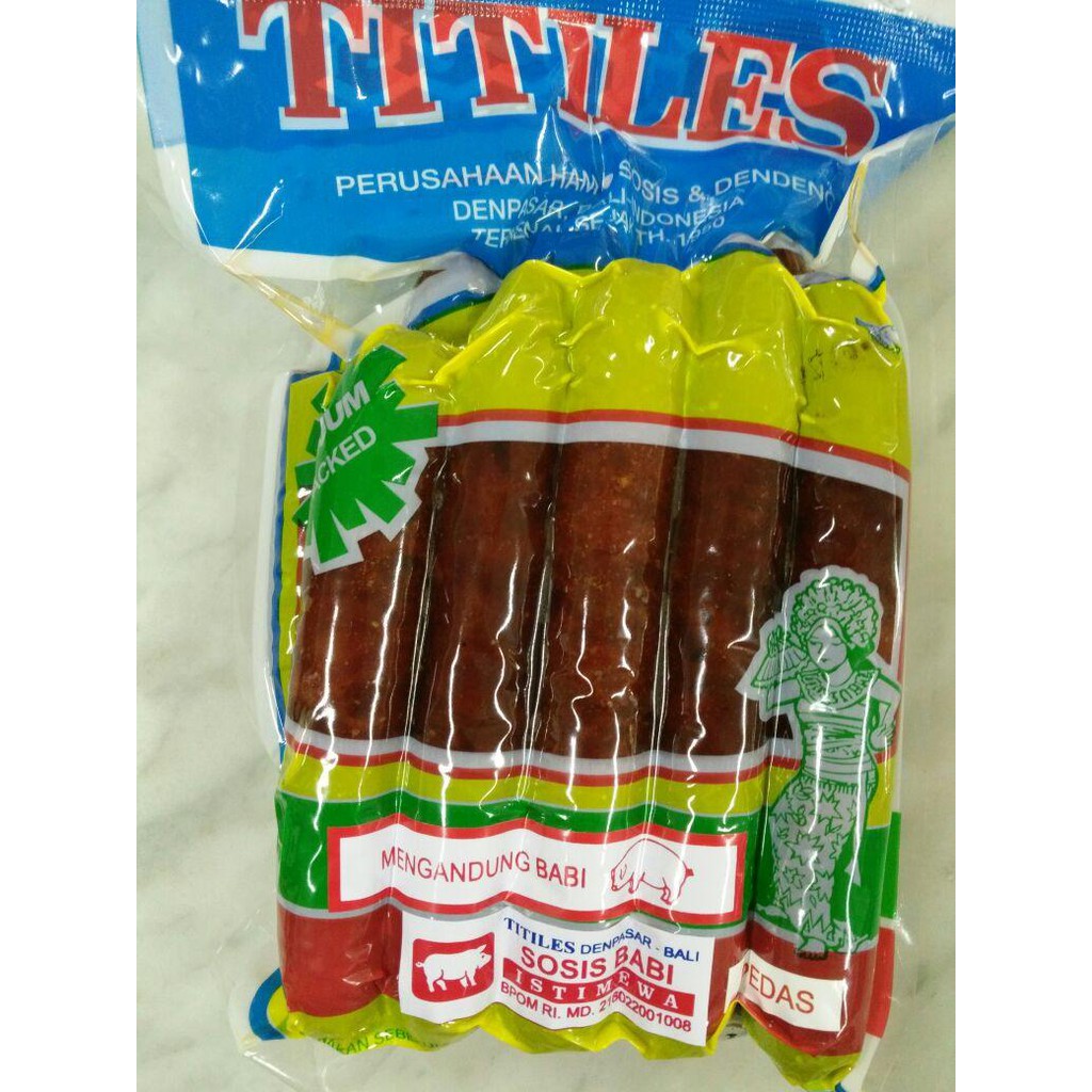 Titiles Sosis Babi Pedas / Lapciong Babi Pedas Titiles Bali 500 Gram