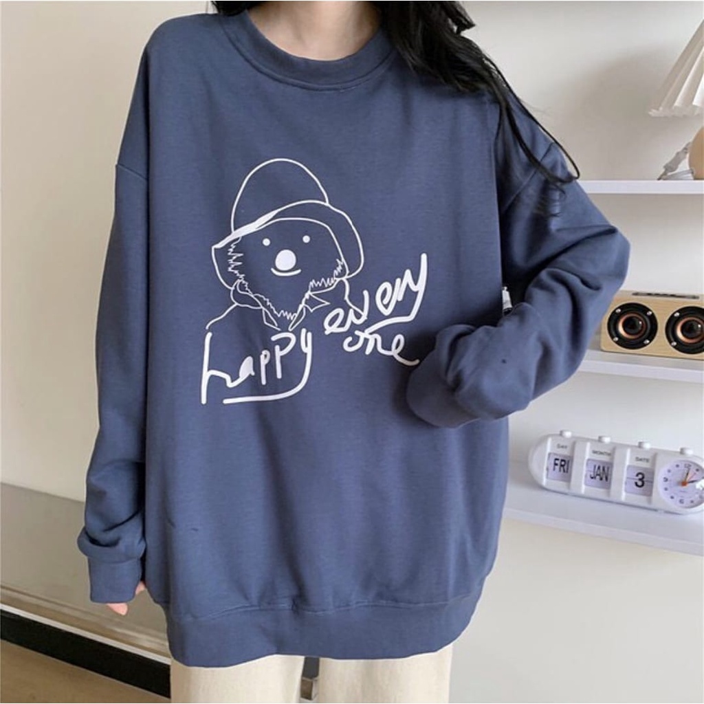 crewneck wanita | happy everyone sweater oversize | sweatshirt sweater wanita