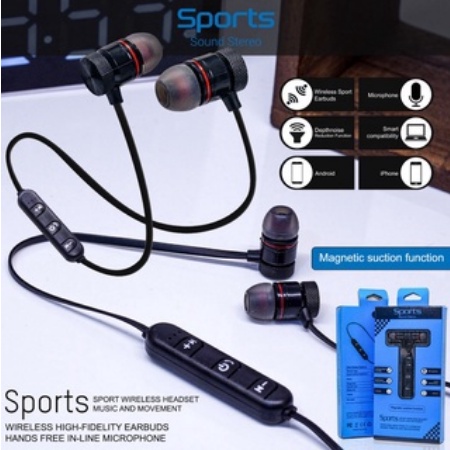 Handsfree Earphone Hanset Bluetooth Sport Magnetic Buds In-Ear