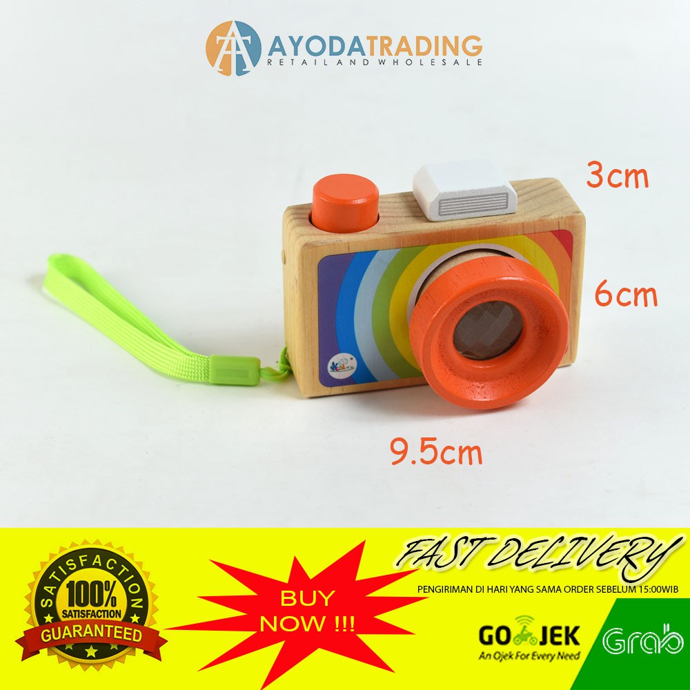 Mainan Edukasi Wooden Camera Kamera Anak not Canon Nikon