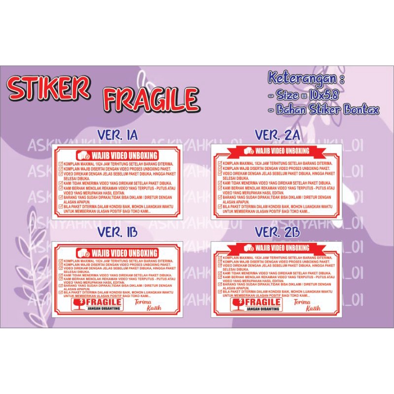 

STIKER FRAGILE / STIKER UNBOXING