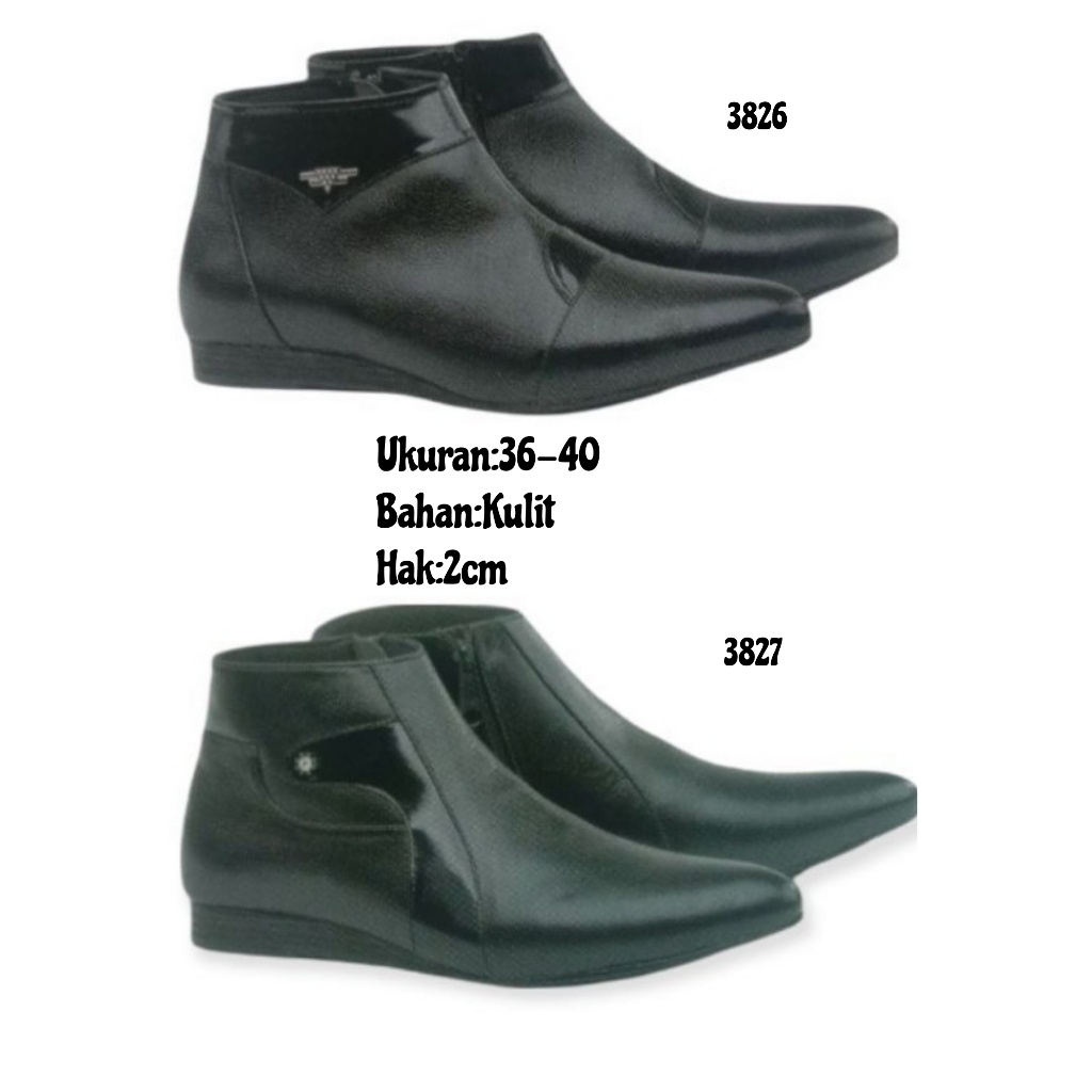 sepatu boots wanita, sepatu boots perempuan, sepatu boots kulit, sepatu pantofel boots wanita, sepatu ankle boots wanita, sepatu boots pantofel 3826&amp;3827