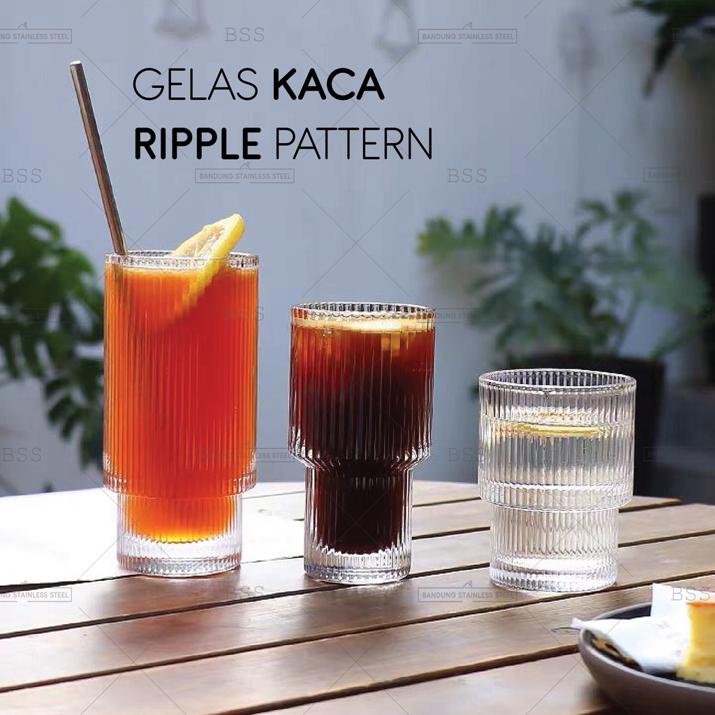 Gelas Kaca 190ml 210ml 300ml Kopi Susu Ripple Tebal Tinggi Yo-Reum Aesthetic Korean Drinking Glass