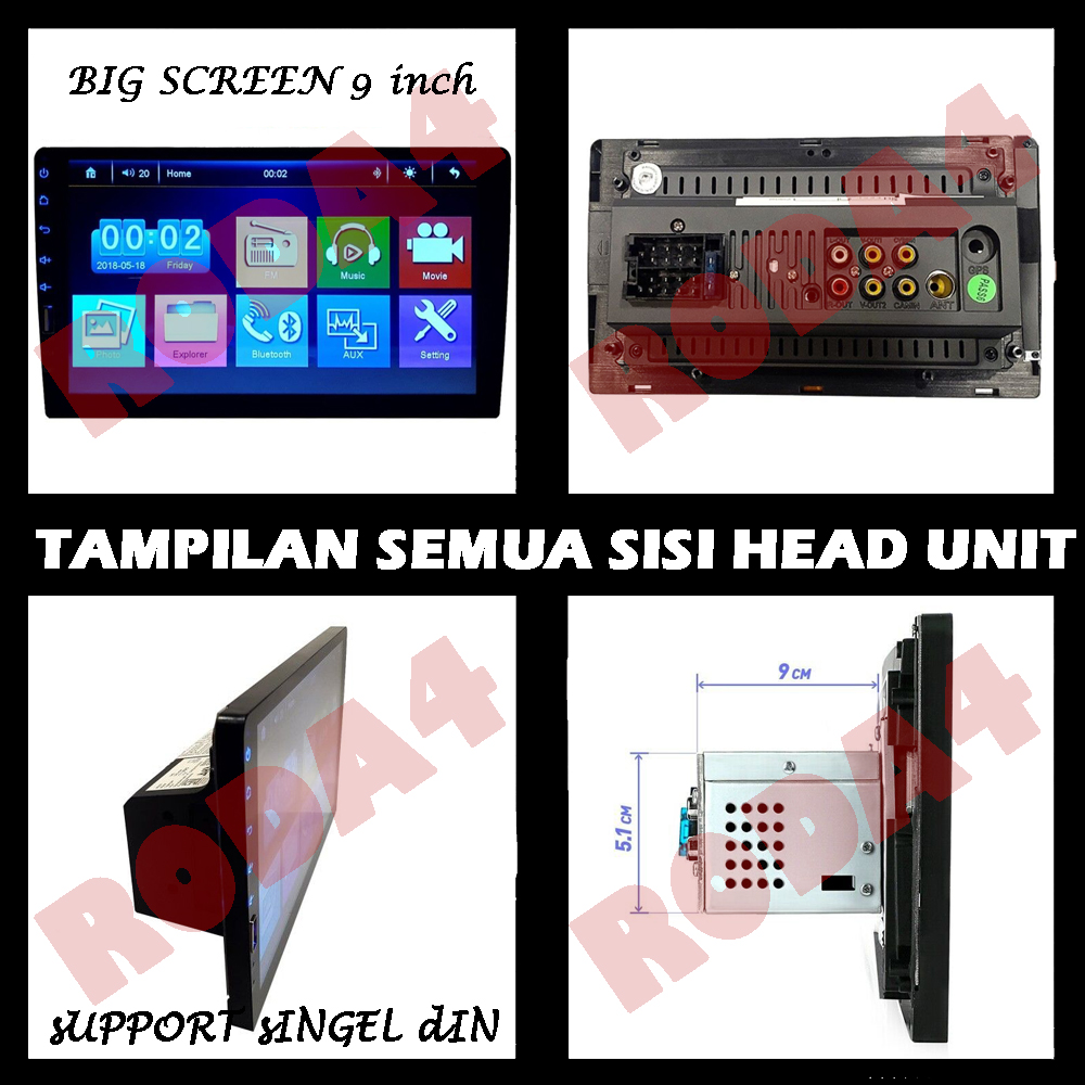 ANDROID IPHONE Mirroring Head Unit Mobil MP5 Double Singel Din 9 INCH