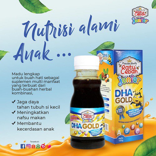 MADU ANAK DHA PLUS OMEGA 3 - MADU ANAK RATU LEBAH JUNIOR DHA GOLD PLUS OMEGA 3