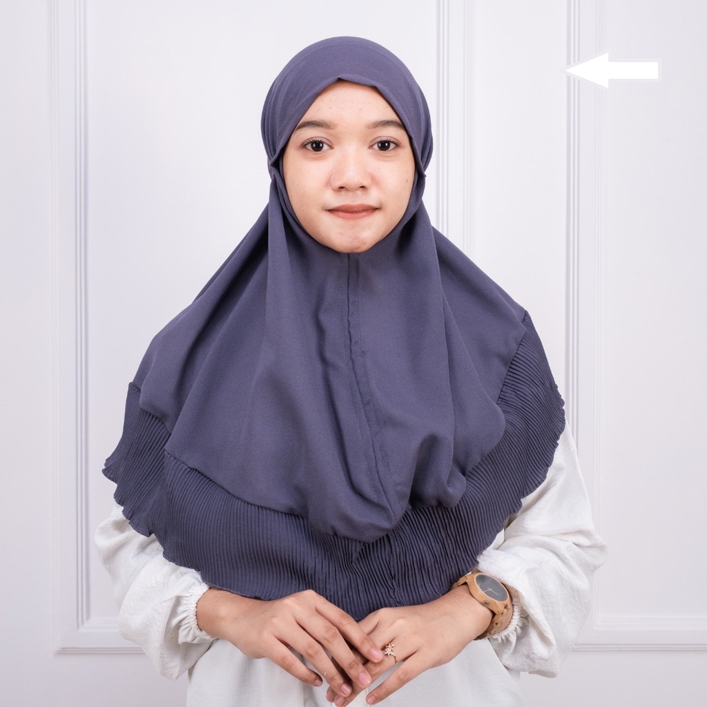 Bergo plisket tali non pet / idola hijab bergo maryam plisket kombinasi