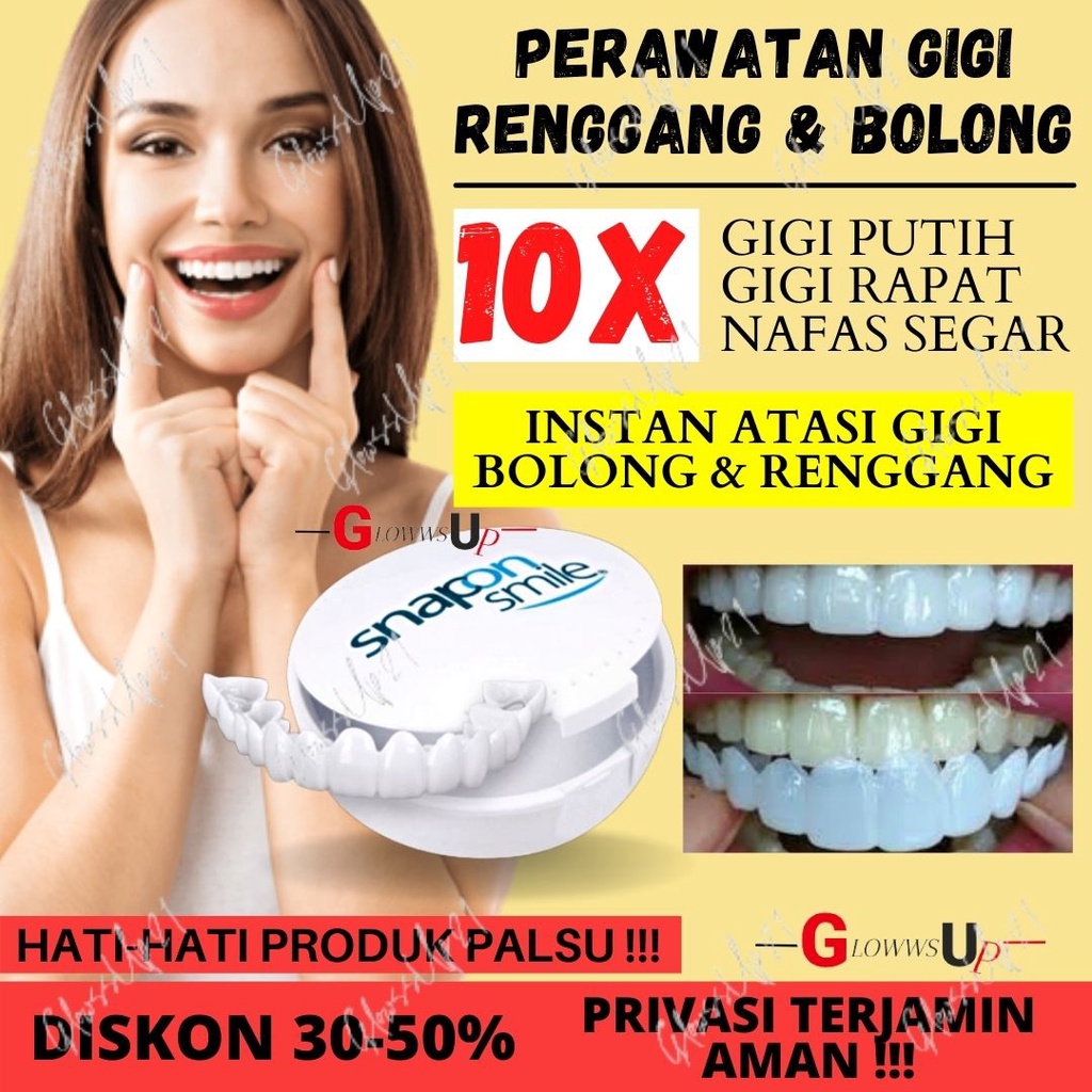 Snap On Smile 100% ORIGINAL Authentic Perawatan Kesehatan Gigi Palsu Renggang Snapon Smile 1 Set