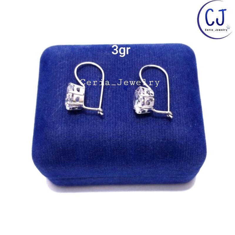 Anting Perak Asli Silver 925 Lapis Emas Putih Model Anting Desi 0,5Gram/1Gram/ 1,5Gram/2Gram/3Gram