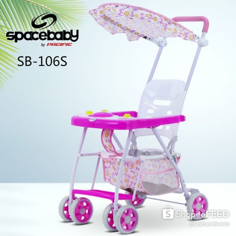 Baby Stroller Setroller Stroler Kererta Dorongan Anak Bayi Baby Traveling Lipat Spacebaby 106s Murah