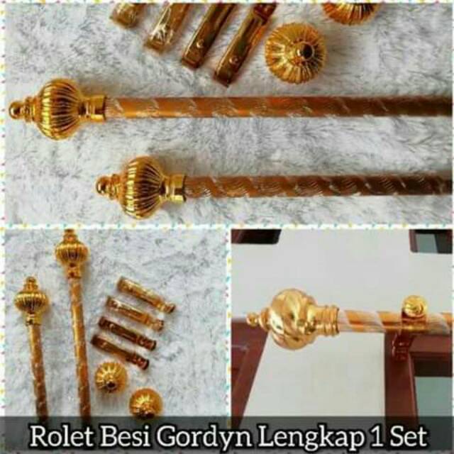 [DEASHOP] [2.5 - 4 METER] BATANG GORDEN FULLSET BATANG ROLLET GORDEN SOKA GOLD SILVER BLACK ULIR KRISTAL - FULLSET TIANG GORDEN