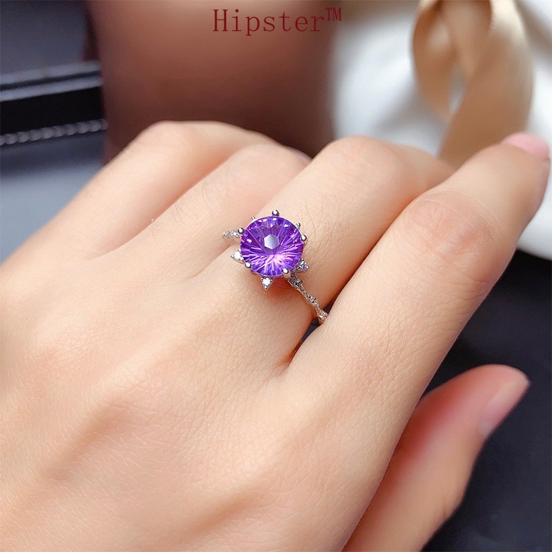 Hot Sale Fashion Amethyst Rings Pendants Stud Earrings Amethyst Necklace Set