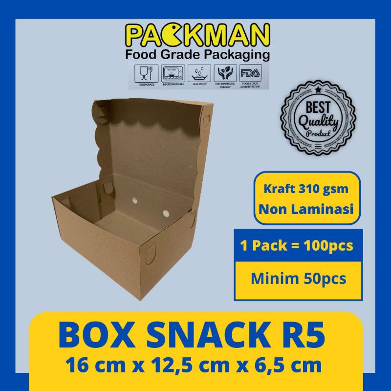 Jual BOX SNACK KRAFT R5 NON LAMINASI / DUS KUE 16X12,5X6,5 / KOTAK CAKE
