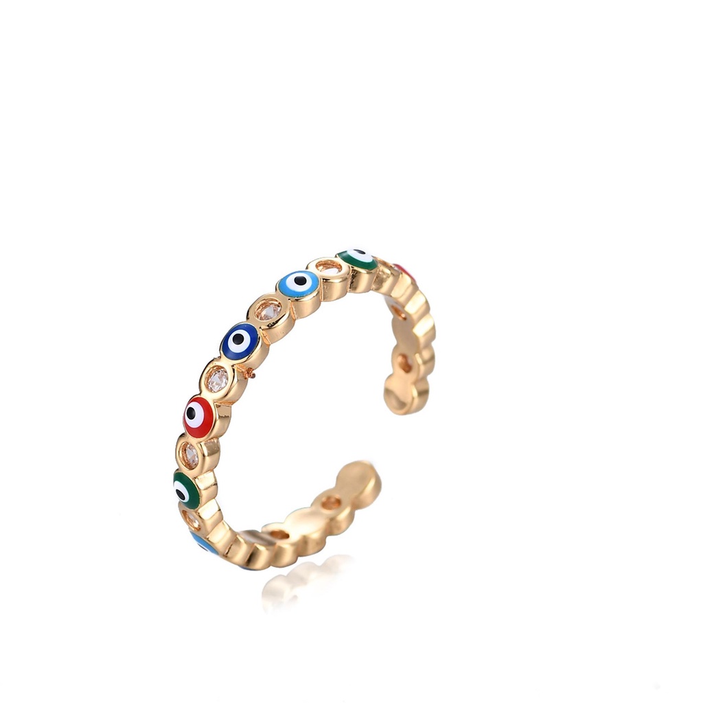 Lily Cincin Evil Eye Hadiah Cincin Lapis Emas Untuk Wanita Fashion