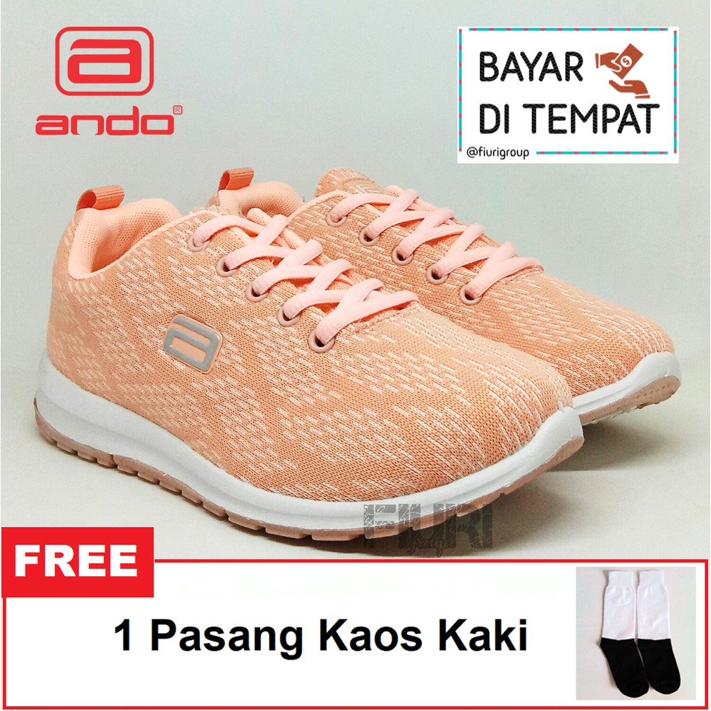 FIURI - ANDO ORIGINAL - OCHI 37-40 PEACH - SEPATU SNEAKERS SPORT KANVAS SOL KARET ANAK PEREMPUAN - SEPATU KETS FASHION TRENDY WANITA DEWASA - SEPATU OLAHRAGA LARI FITNES SENAM KERJA KULIAH BERTALI CEWEK MURAH PROMO DISKON BONUS KAOS KAKI