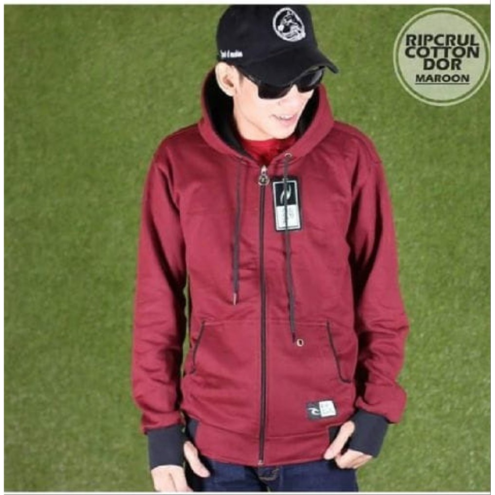 Jaket Ripcurl Polos Maroon jaket pria jaket murah jaket cowok jaket fleece jaket korean style jaket 