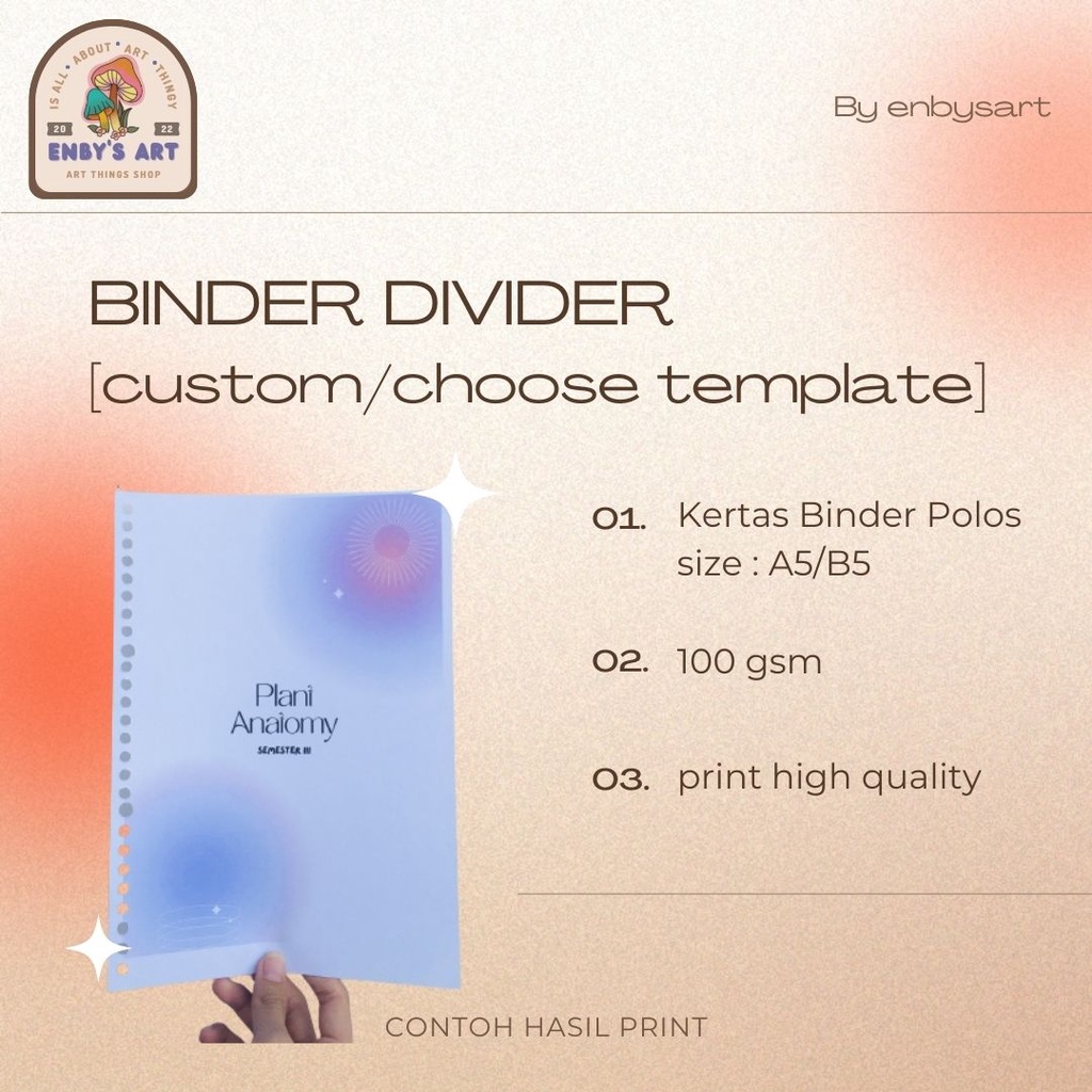 

JASA PRINT BINDER A5/B5 (BINDER DIVIDER) CUSTOM/CHOOSE TEMPLATE