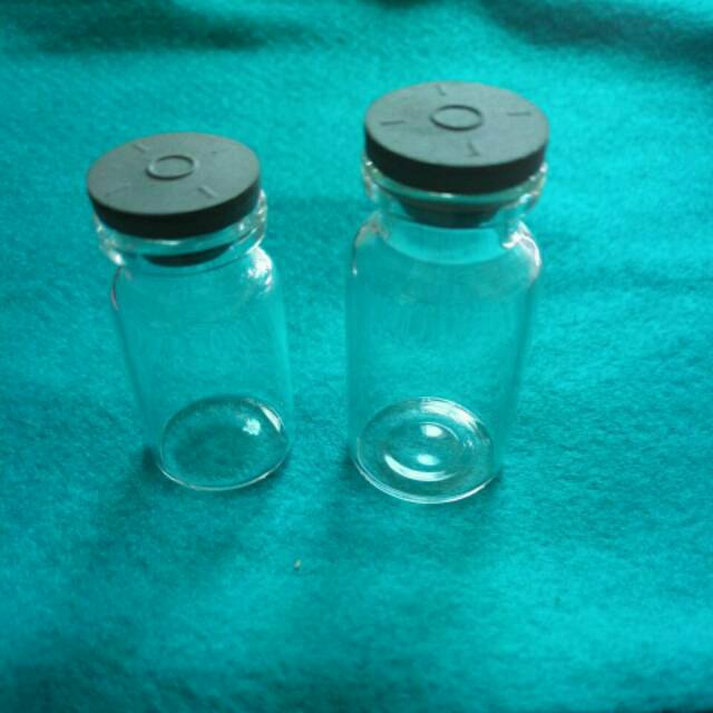 Botol Vial + Tutup Karet l Botol bening kecil