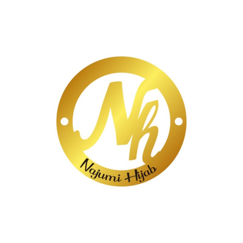 

label akrilik Nh Najumi Hijab gold ukuran 2,5x2,5 cm 50 pcs