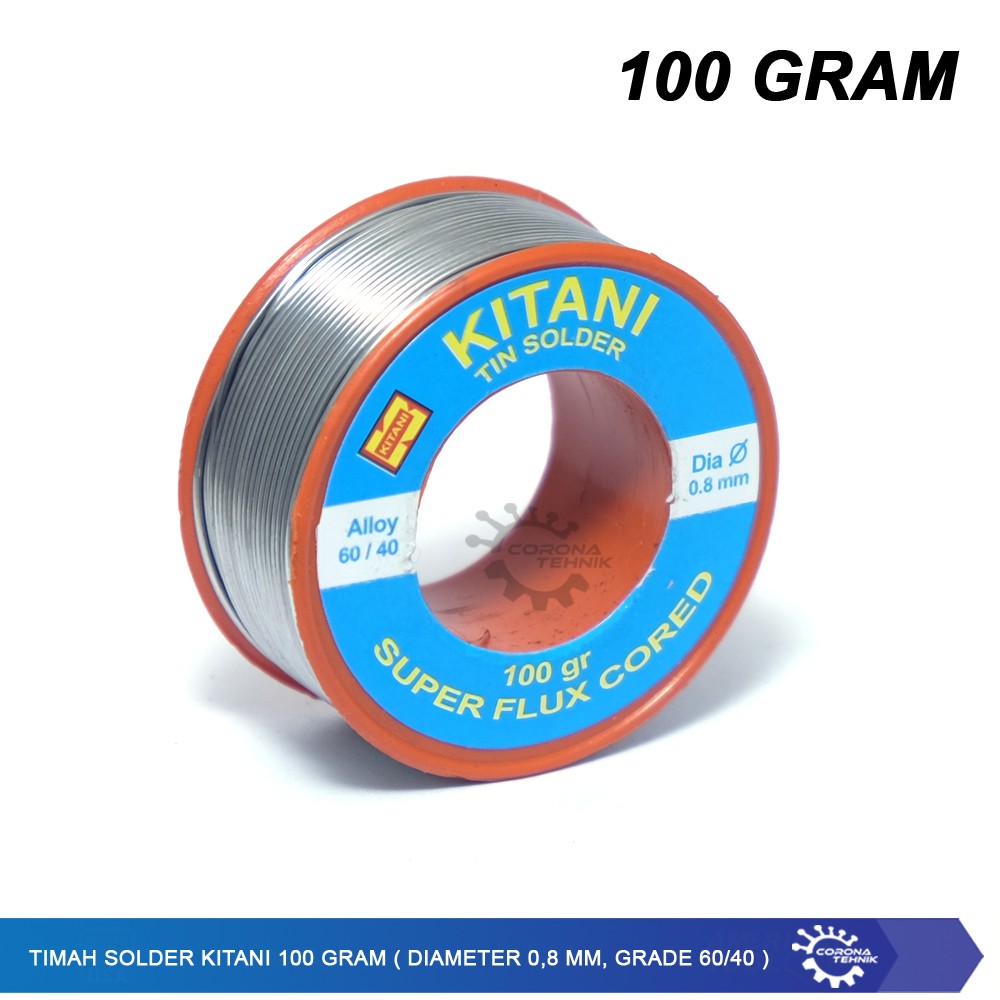 Timah Solder Kitani 100 Gram ( Diameter 0,8 mm, Grade 60/40 )