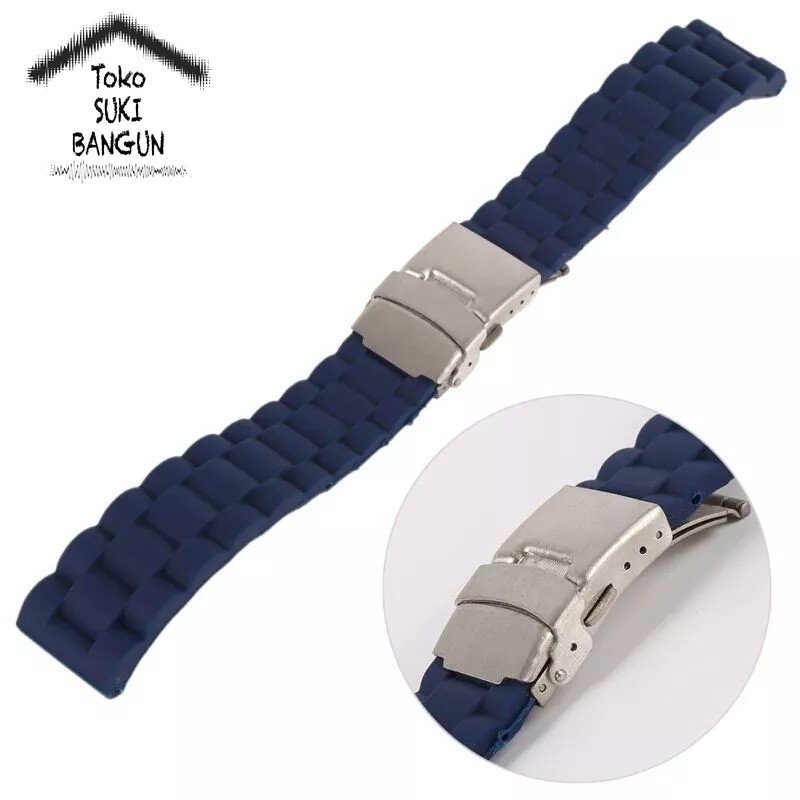 TALI JAM 22mm Rubber Chain Watch Strap Silicone Model Rantai