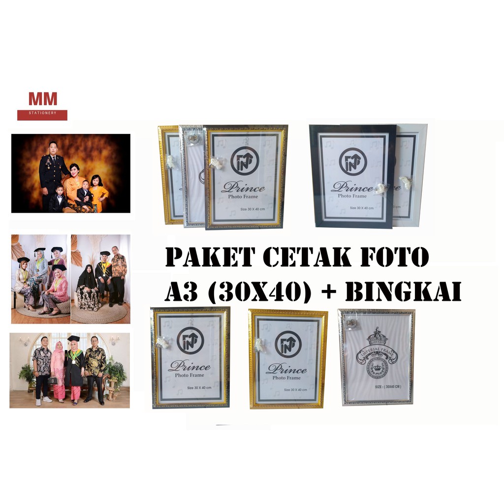 Paket cetak foto A3 30x40 + Bingkai
