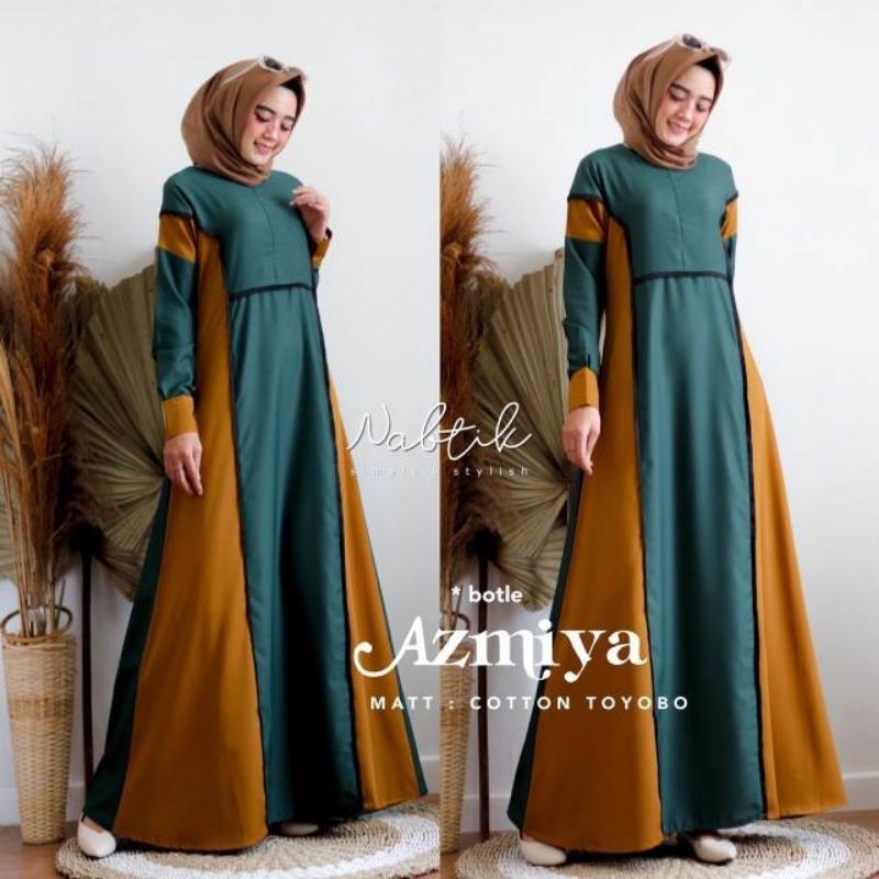 AZMIYA DRESS by NABTIK / Gamis Polos kombinasi warna bahan toyobo