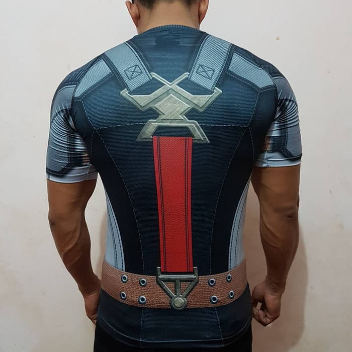 Pakaian kaos gaul  BAJU KAOS CAPTAIN AMERICA KAPTEN AMERIKA GYM FITNESS FITNES BASLAYER ash shop