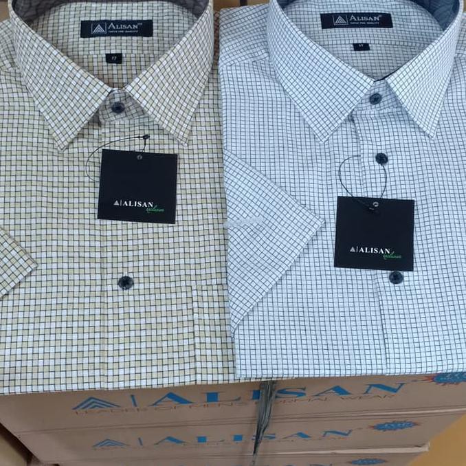 Kemeja Alisan Motif Pendek Ukuran 17 - 17.5 Xxl - Xxxl .Aruansy.Olshop