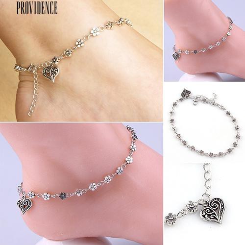 [Bayar Di Tempat]PBunga Jantung Barefoot Sandal Beach Anklet Chain