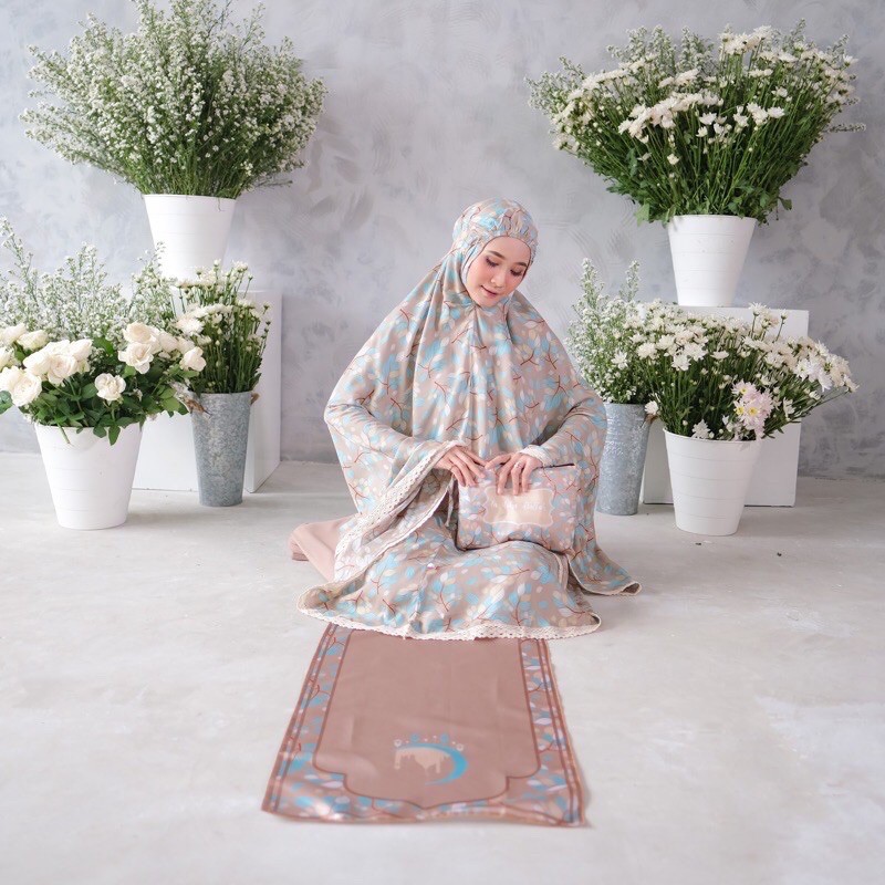 FULL SET SAJADAH ALINA ORCHID &amp; DAISY MUKENA FAHIJABLOVE | Mukena rayon traveling | MUKENA FAHIJAB