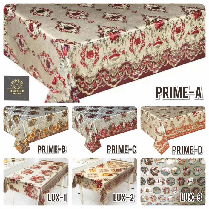 Taplak Meja Makan - Taplak Meja Makan Plastik Anti Air Waterproof Mewah 4 6 8 Kursi