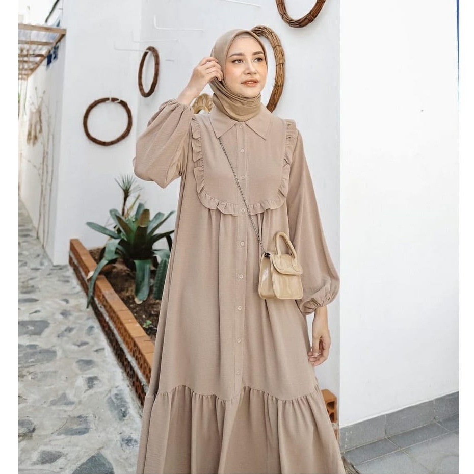 UNIZA DRESS CRINKLE AIRFLOW / Gamis Busui Premium Dress Kondangan Wanita Terbaru