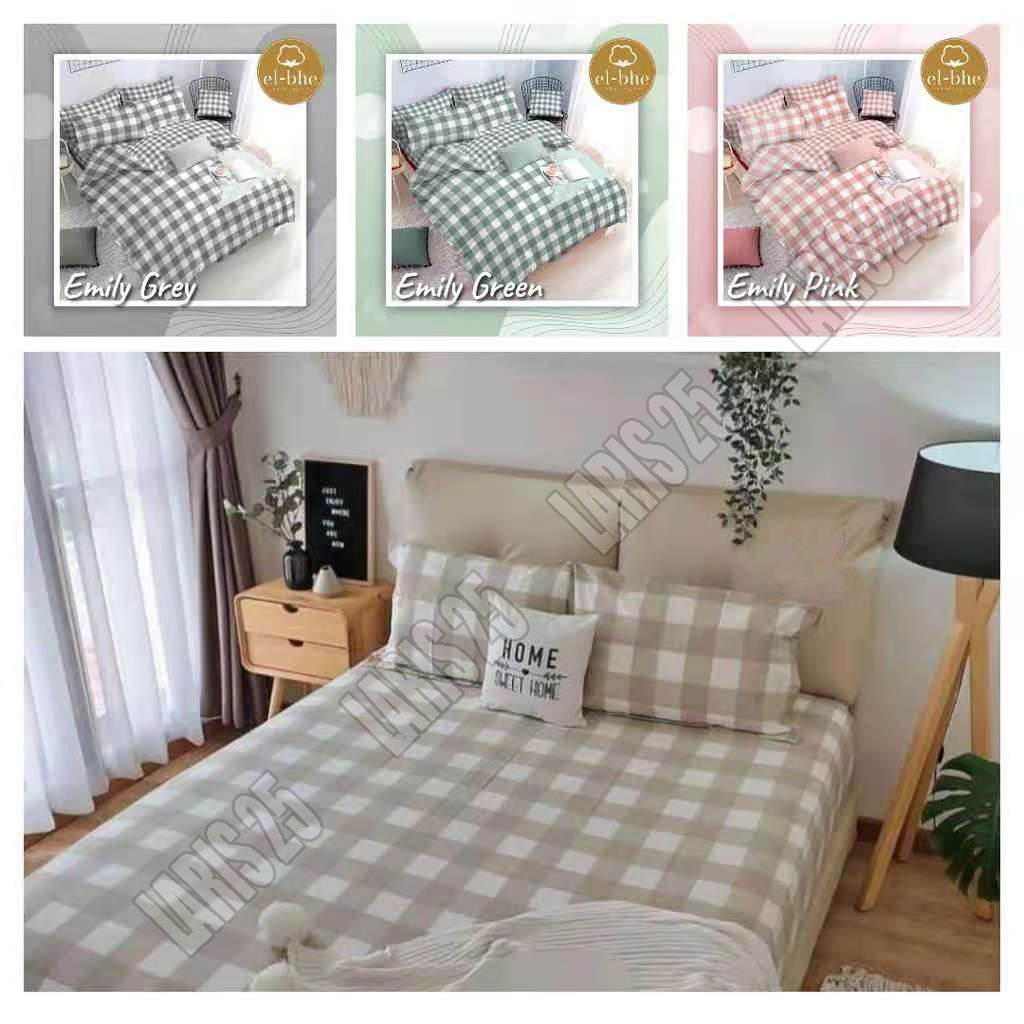 TERMURAH BAHAN KAIN TERLARIS KATUN MIKROTEX MOTIF KOTAK EMILY UTK SPREI GORDEN PER 0,5M DAN 1M